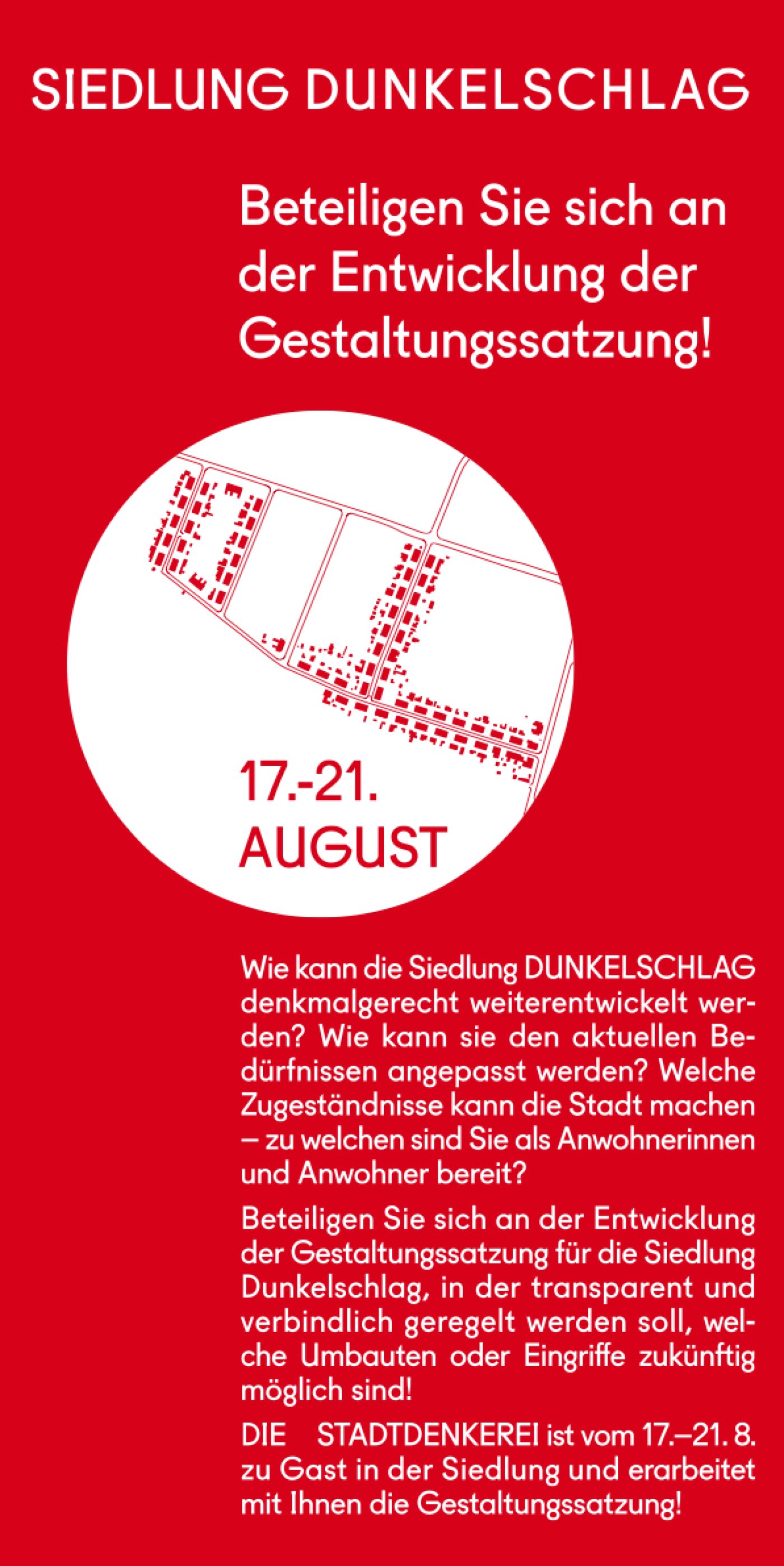 Sd dun­kel­schlag auf­ruf DIE STADT­DEN­KE­REI&nbsp;Flyer